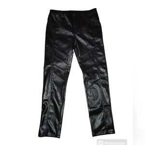 Women's Faux Leather Black Bikercore Goth Emo Sexy Pants, 32